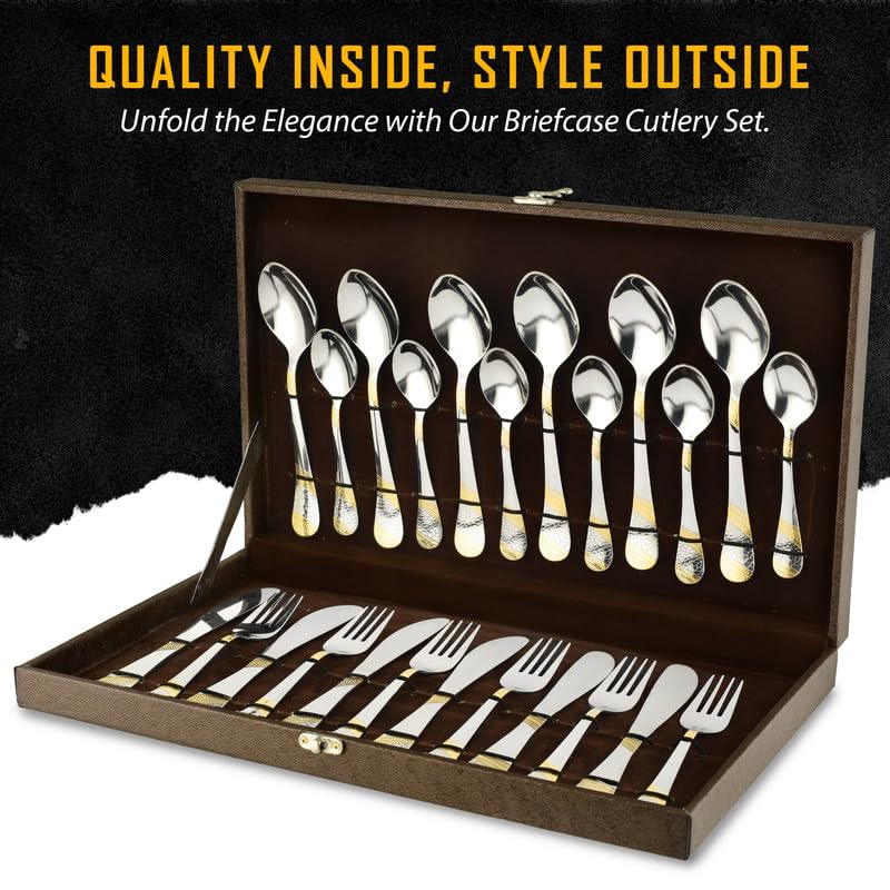 24pc Stainless Steel Golden Cutlery | Gift Box | Imperial