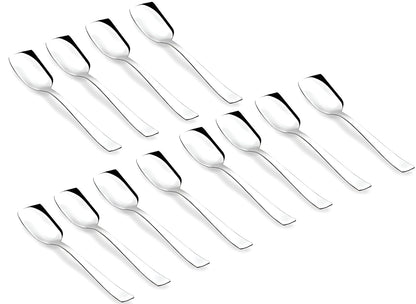 12 Pcs Stainless Steel Ice Cream Spoon Set – Silver, 13.5cm, Food Grade, Durable & Stylish Dessert Spoons for Home & Kitchen