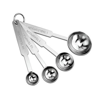 4 Pcs Stainless Steel Measuring Spoon Set – Permanent Engraved, Accurate for Dry & Liquid Ingredients, Cooking & Baking, Set of 4