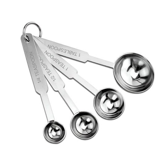 4 Pcs Stainless Steel Measuring Spoon Set – Permanent Engraved, Accurate for Dry & Liquid Ingredients, Cooking & Baking, Set of 4