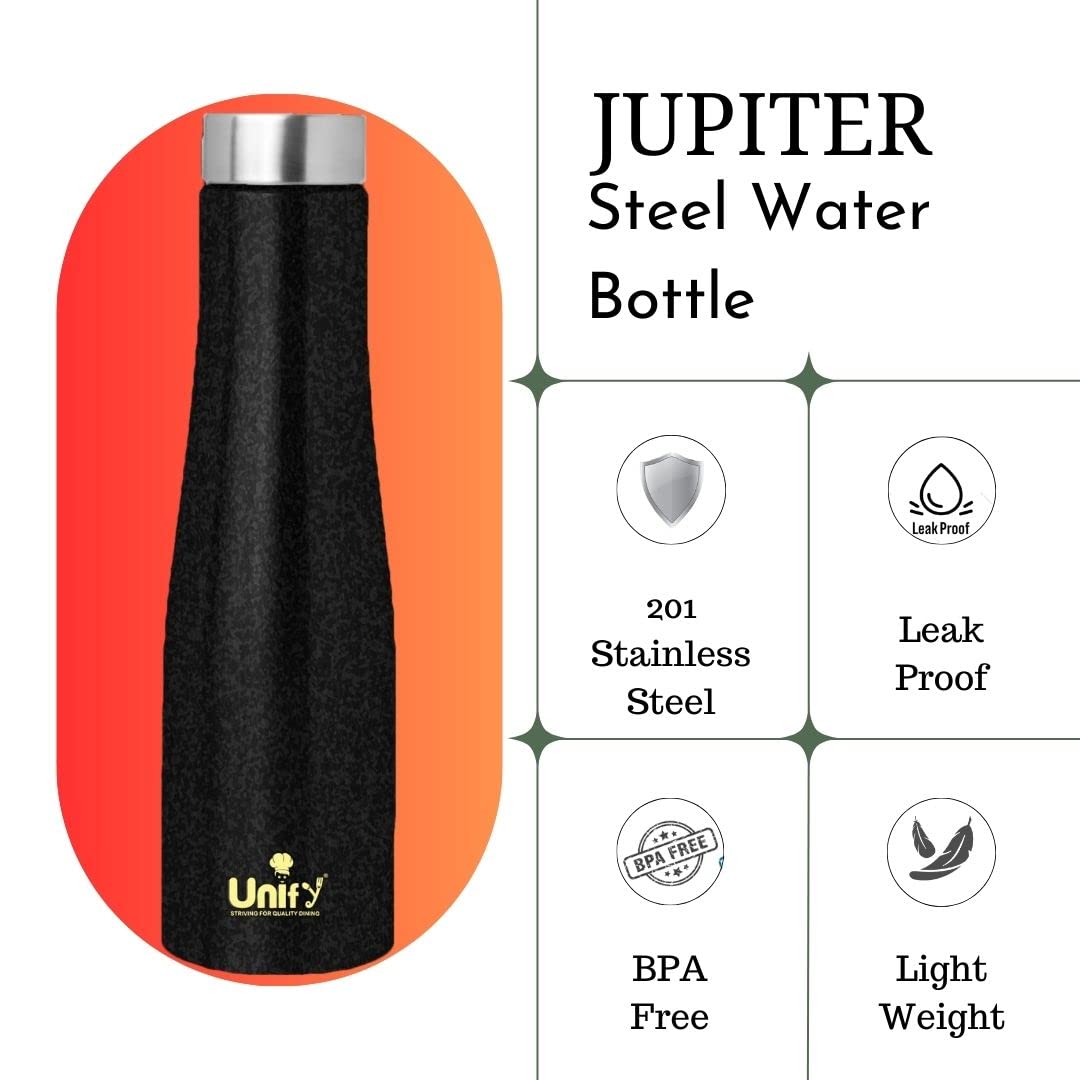 Stainless Steel Water Bottle 1 Litre | Leak-Proof Fridge Bottle for Home, Gym & Travel | Set of 3, 1000 ml, Black