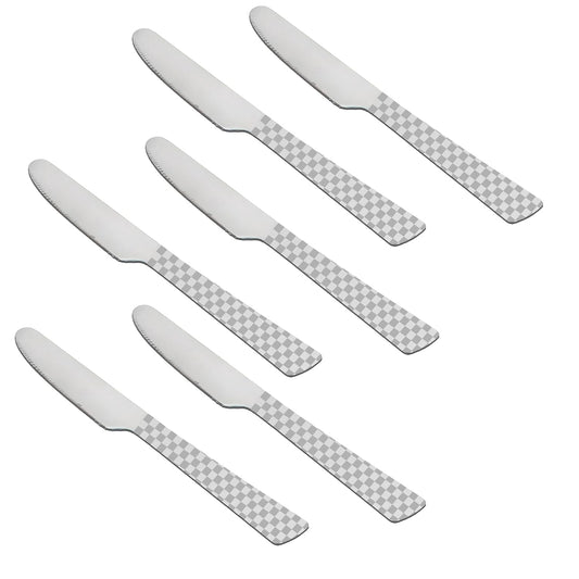 6 Pcs Stainless Steel Dinner Knives – 21 cm, Premium Butter Knife Set, Silver