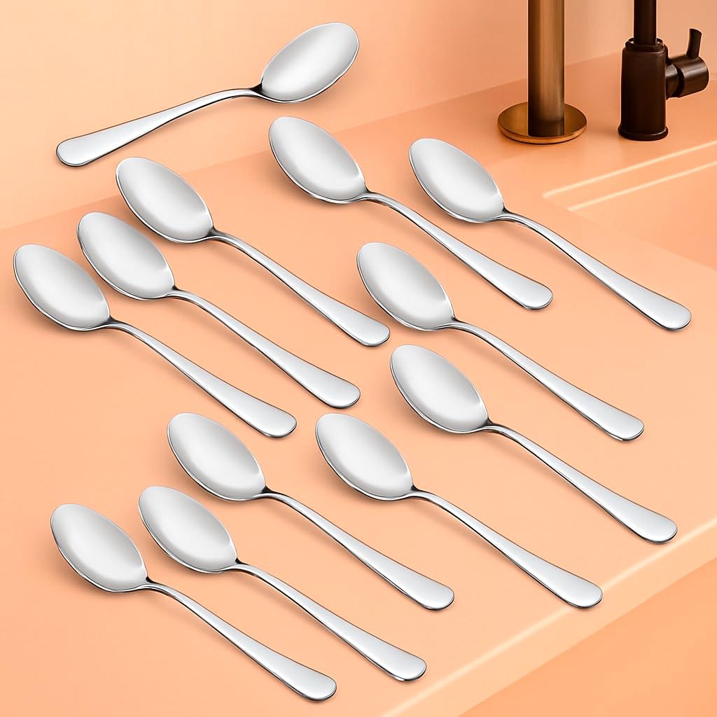 12 Pcs Stainless Steel Table Spoon Set for Tea, Coffee, Sugar & Dining Use