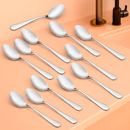 12 Pcs Stainless Steel Table Spoon Set for Tea, Coffee, Sugar & Dining Use