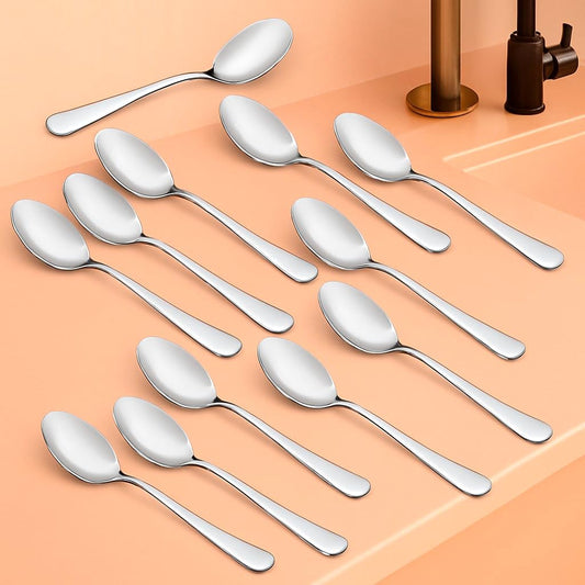 12 Pcs Stainless Steel Table Spoon Set for Tea, Coffee, Sugar & Dining Use