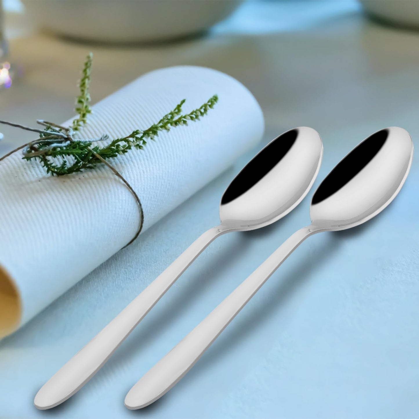 Stainless Steel Table Spoon Set of 12 | 18 cm Tea & Coffee Spoons for Home & Kitchen | Sigma Design, Silver