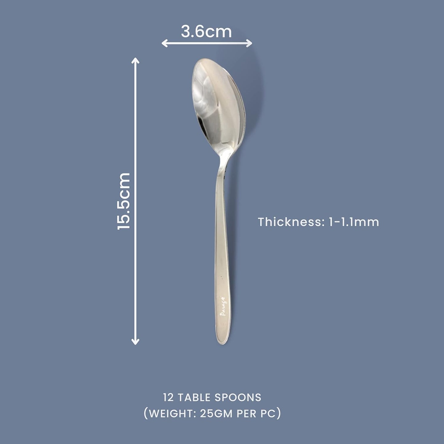 12 Pcs Stainless Steel Dinner Spoon Set | 15.5 cm Regency Table Spoons Silver