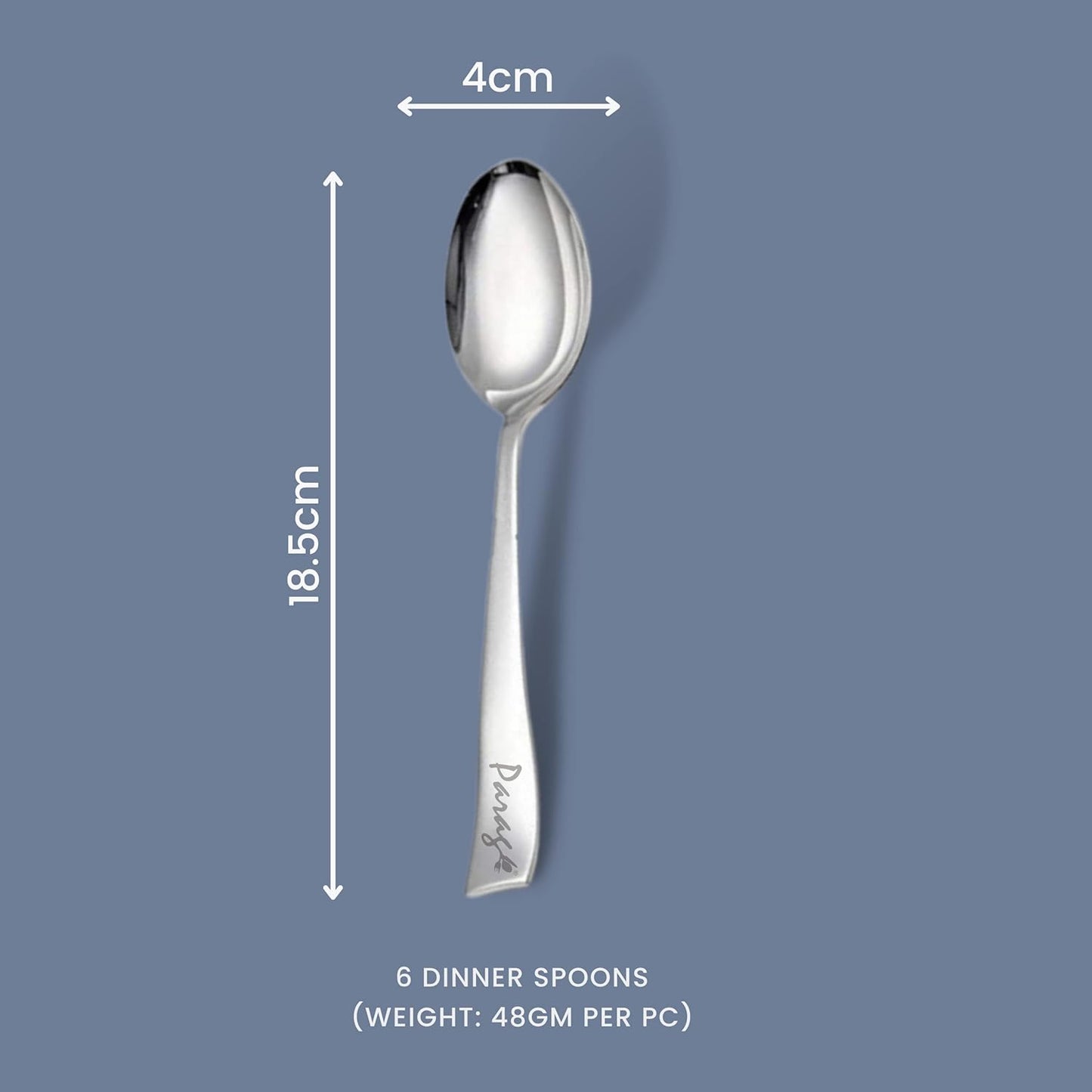 6-Piece Stainless Steel Table Spoon Set | Tea, Coffee & Dining Tableware, 18.5 cm, Silver