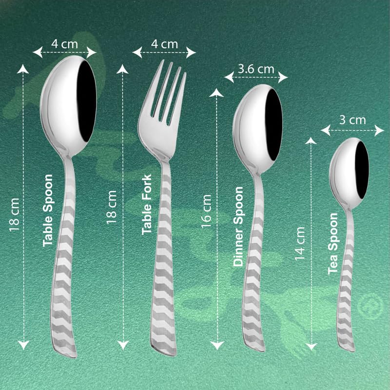 25 Pieces Regal Premium Stainless Steel Cutlery Set with Stand – Includes 6 Table Forks, 6 Table Spoons, 6 Dinner Spoons, 6 Tea Spoons, Stylish Spoon Set for Dining Table
