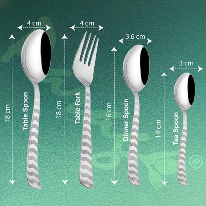 25 Pieces Regal Premium Stainless Steel Cutlery Set with Stand – Includes 6 Table Forks, 6 Table Spoons, 6 Dinner Spoons, 6 Tea Spoons, Stylish Spoon Set for Dining Table
