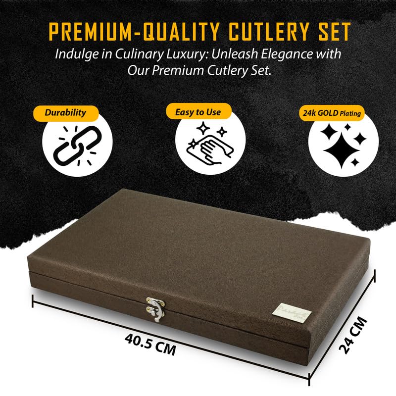 24pc Stainless Steel Golden Cutlery | Gift Box | Imperial