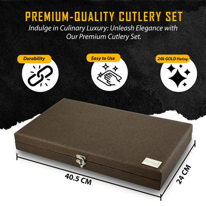 24pc Stainless Steel Golden Cutlery | Gift Box | Imperial