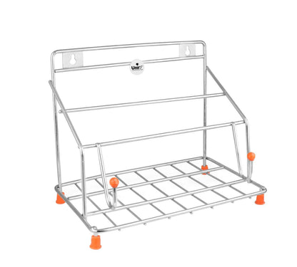 Stainless Steel Chakla Belan Tawa Stand | 4-in-1 Kitchen Organizer Rack Silver