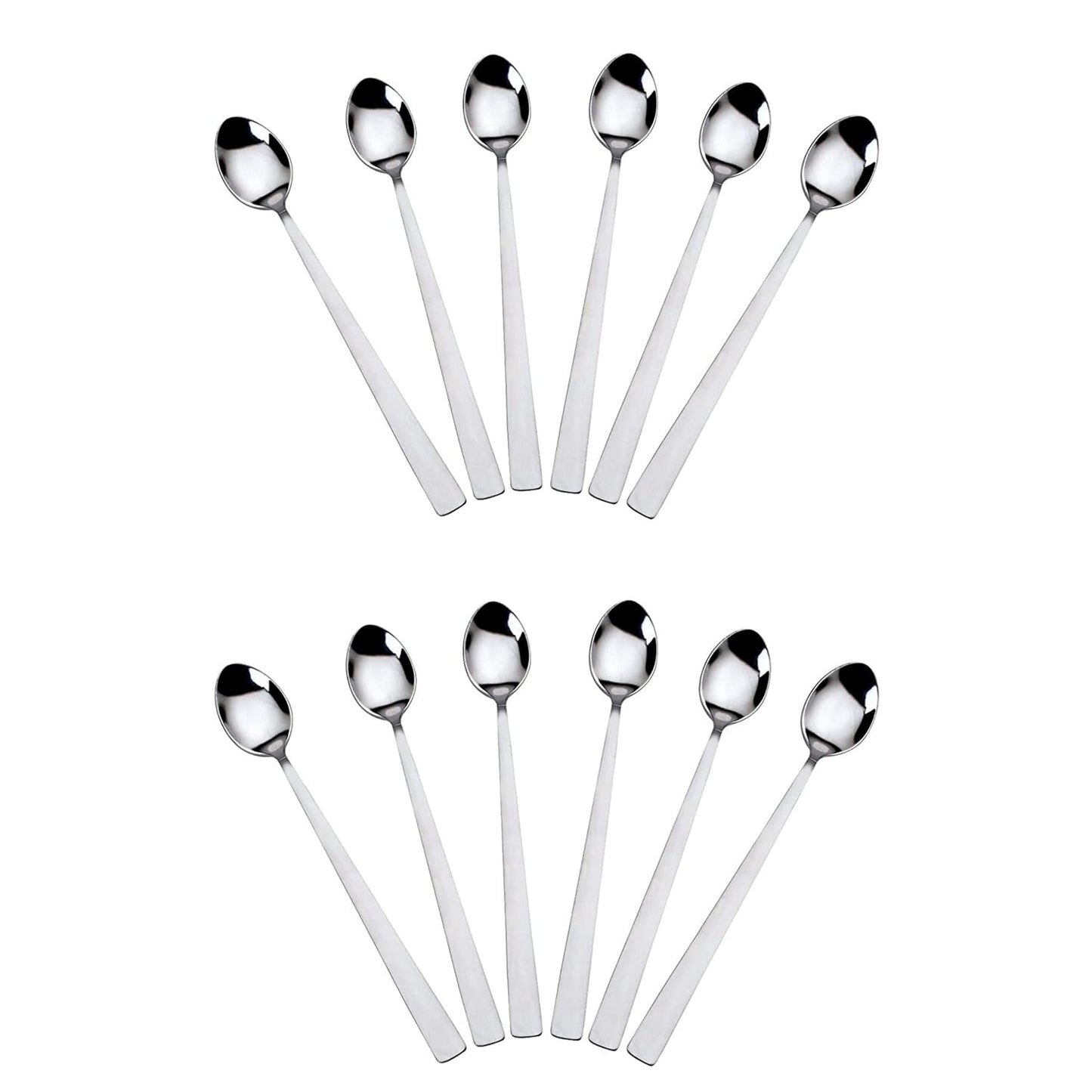 12 Pieces Stainless Steel Soda Spoons | Long Handle Ice Cream & Milkshake Spoon | 20.5 cm, Silver