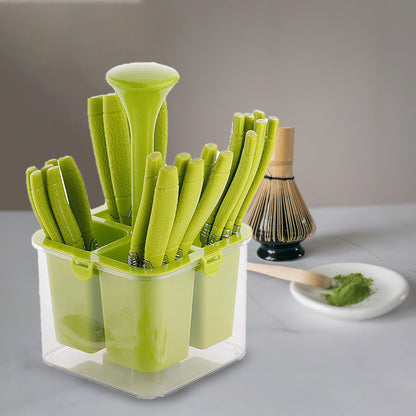 25-Piece Camry Stainless Steel Cutlery Set with Storage Box | Premium Spoons & Forks, Green