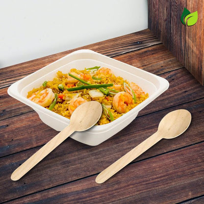 100 Pack 160mm Disposable Wooden Spoons – Eco-Friendly, Biodegradable & Compostable Cutlery, Ideal for Birthday, Wedding & Party