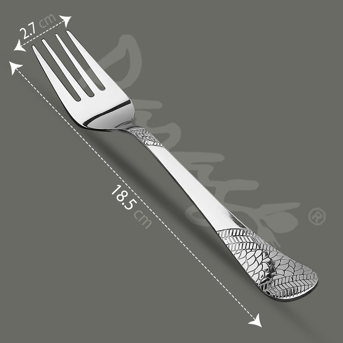 6 Pieces Stainless Steel Table Forks Set, 18.5 cm Premium Silver Dining Cutlery with Imperial Design – Luxury Tableware for Home & Kitchen