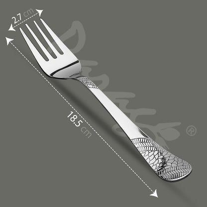 6 Pieces Stainless Steel Table Forks Set, 18.5 cm Premium Silver Dining Cutlery with Imperial Design – Luxury Tableware for Home & Kitchen