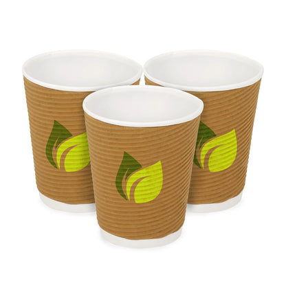 25 Ripple Paper Cups | 180ml Non-Slip | Coffee & Drinks