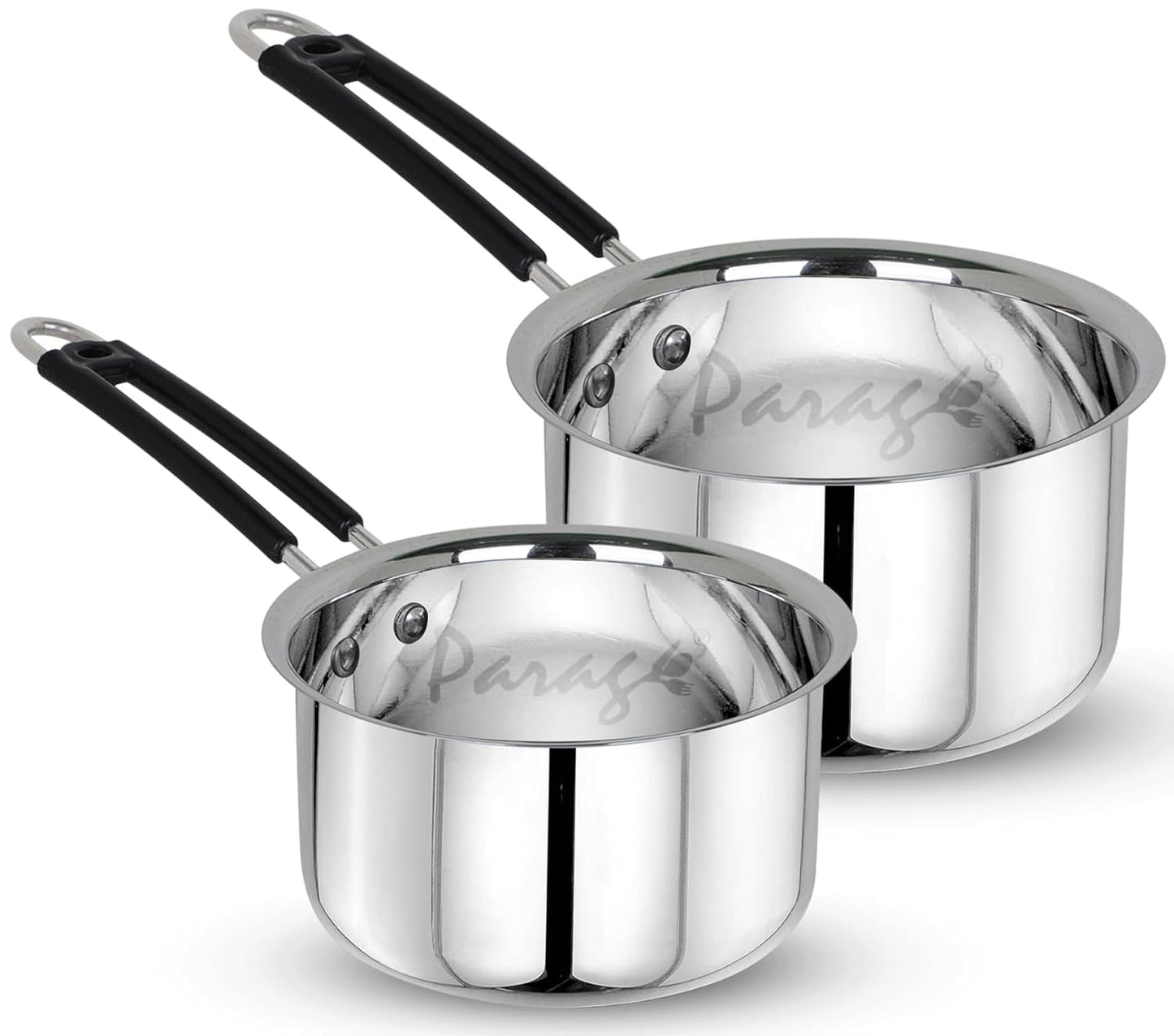 2pc Stainless Steel Saucepan Set | 1L & 1.75L | Silver