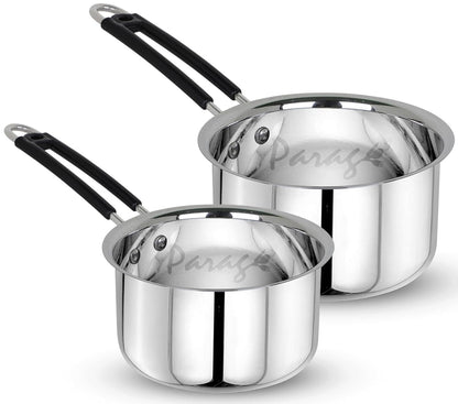 2pc Stainless Steel Saucepan Set | 1L & 1.75L | Silver