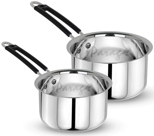 2pc Stainless Steel Saucepan Set | 1L & 1.25L | Silver