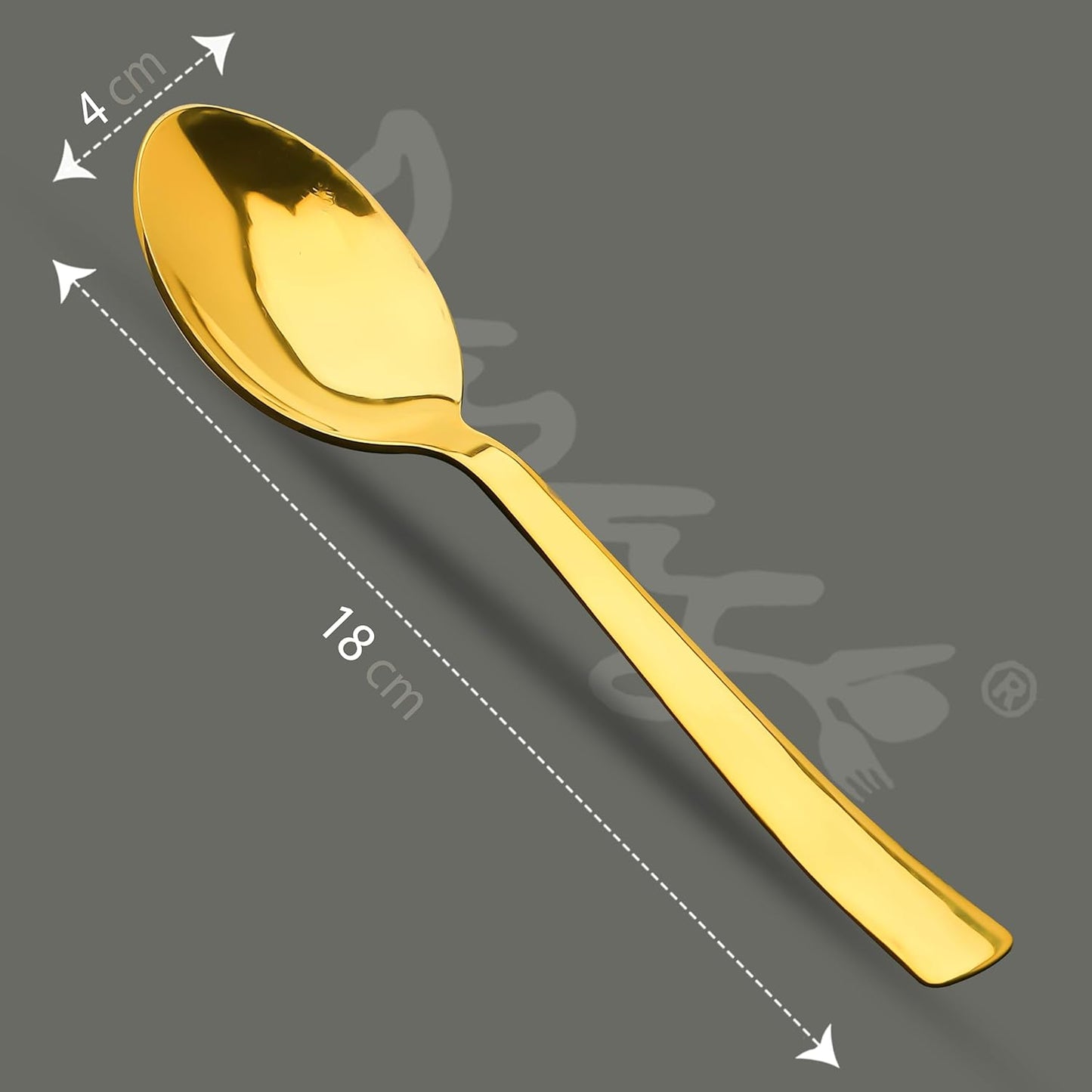 6 Pcs Stainless Steel Gold Spoon Set – 18cm, Premium Large Spoons for Home & Kitchen, Luxury Tableware, Housewarming Gift, Set of 6