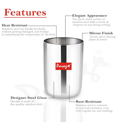 12pc Stainless Steel Glass Set | 300ml Scratch-Resistant | Silver