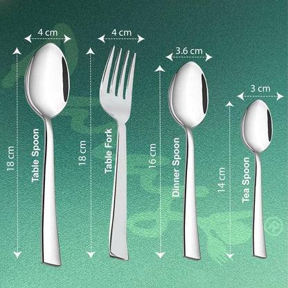 25 Pieces Regal Premium Stainless Steel Cutlery Set with Stand – Includes 6 Table Forks, 6 Table Spoons, 6 Dinner Spoons, 6 Tea Spoons, Stylish Spoon Set for Dining Table