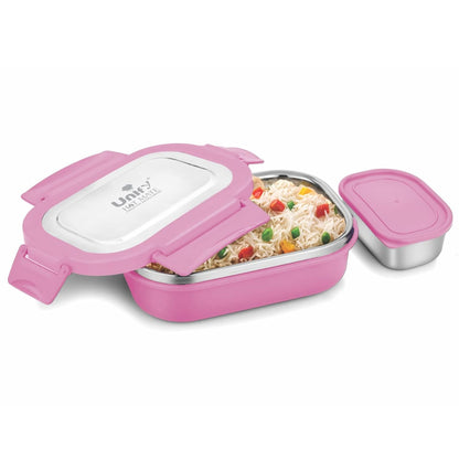 Stainless Steel Insulated Airtight Lunch Box with Unbreakable Lid, Leak-Proof Tiffin for Kids & Office (800 ml, Pink)