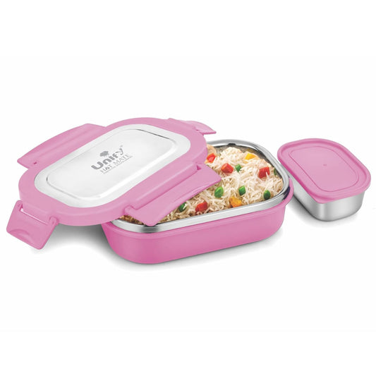 Stainless Steel Insulated Airtight Lunch Box with Unbreakable Lid, Leak-Proof Tiffin for Kids & Office (800 ml, Pink)