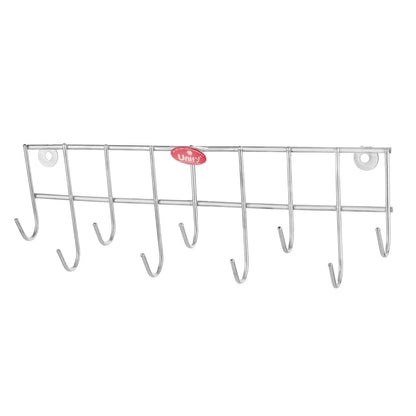 Stainless Steel Wall Cloth Hanger with 9 Hooks | Door Mounted Hook Rail for Bathroom & Kitchen | 30.5 cm, Silver