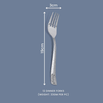 12 Pcs Stainless Steel Table Forks – Silver Cutlery Set, Shiny Sturdy Handle