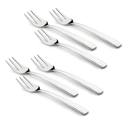 6 Pieces Stainless Steel Fruit Forks Set for Home & Kitchen – Fruit Picks for Kids, 11.5 cm Small Size, Pack of 6, Silver Finish