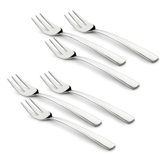 6 Pieces Stainless Steel Fruit Forks Set for Home & Kitchen – Fruit Picks for Kids, 11.5 cm Small Size, Pack of 6, Silver Finish