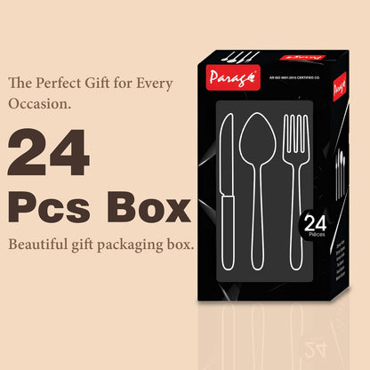 24 Pcs Stainless Steel Cutlery Set for Home & Kitchen | Silver Dining Tableware