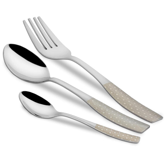 18 Pieces Stainless Steel Premium Cutlery Set – Spoons & Forks, Silver Dazzle Design