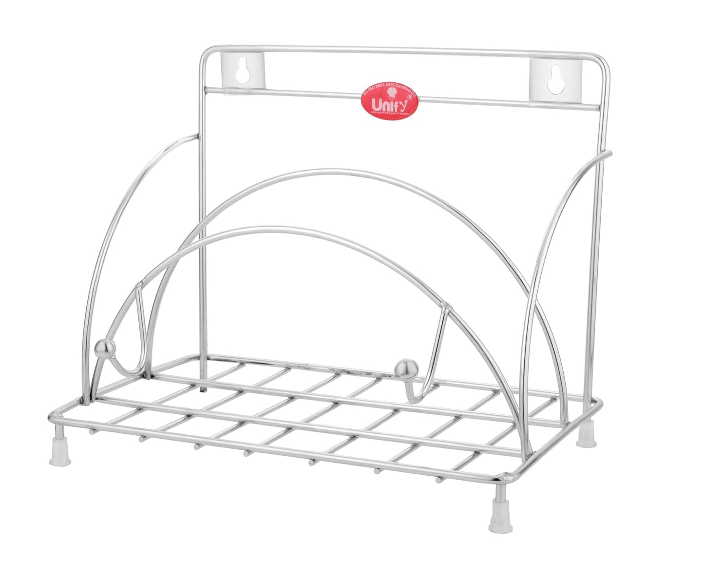 Stainless Steel Round Chakla Belan Tawa Stand for Kitchen | Rolling Pin & Board Holder, Corner Shelf Organizer, Silver