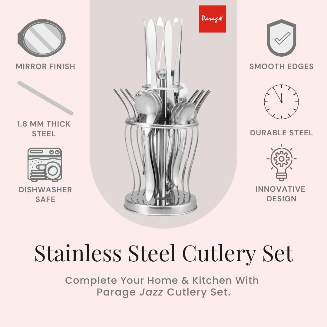 25 Pieces Jazz Premium Stainless Steel Cutlery Set – Spoons, Forks, Knives & Stand