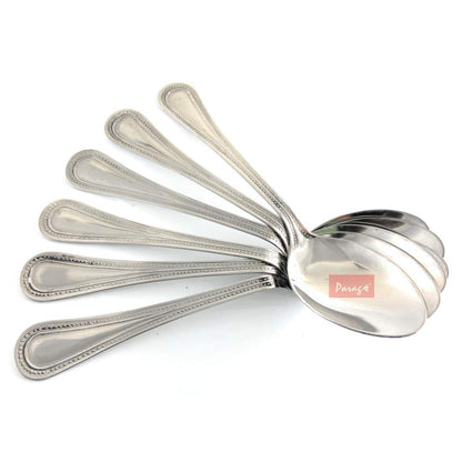 12 Pcs Stainless Steel Dinner Spoon Set | 15.5 cm Juhi Table Spoons Silver