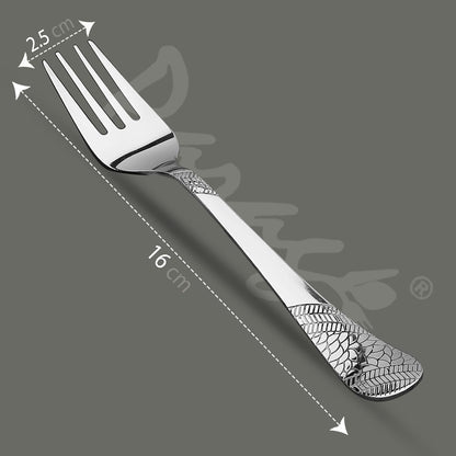 6 Pieces Stainless Steel Forks Set, 16 cm Premium Silver Dining Cutlery with Imperial Design – Luxury Tableware for Home & Kitchen