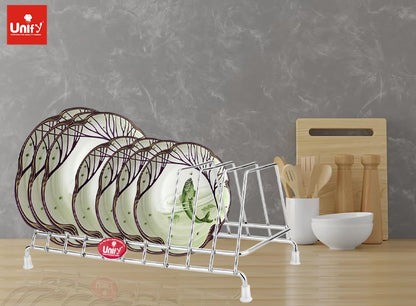 2 Pcs Stainless Steel Plate Rack & Lid Holder | Kitchen Utensil Stand (Silver)