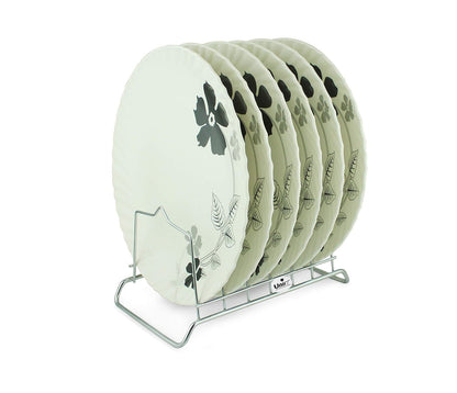 2 Pcs Stainless Steel Countertop Plate Stand | 6 Section Kitchen Rack & Holder (Silver)