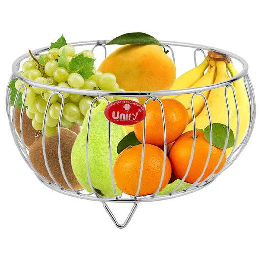 Stainless Steel Fruit Basket for Dining Table – Multipurpose Vegetable & Fruit Bowl, Countertop Stand, Onion Storage, 26x15x12 cm