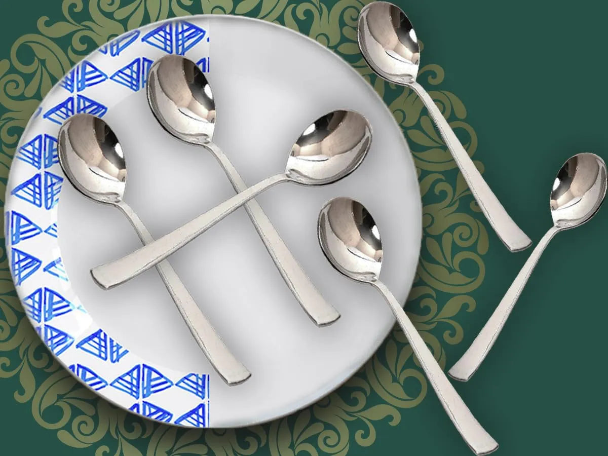 Stainless Steel Soup Spoon Set of 6 | 18.5 cm Long Spoons for Home & Kitchen | Silver SOUPIMP6 3