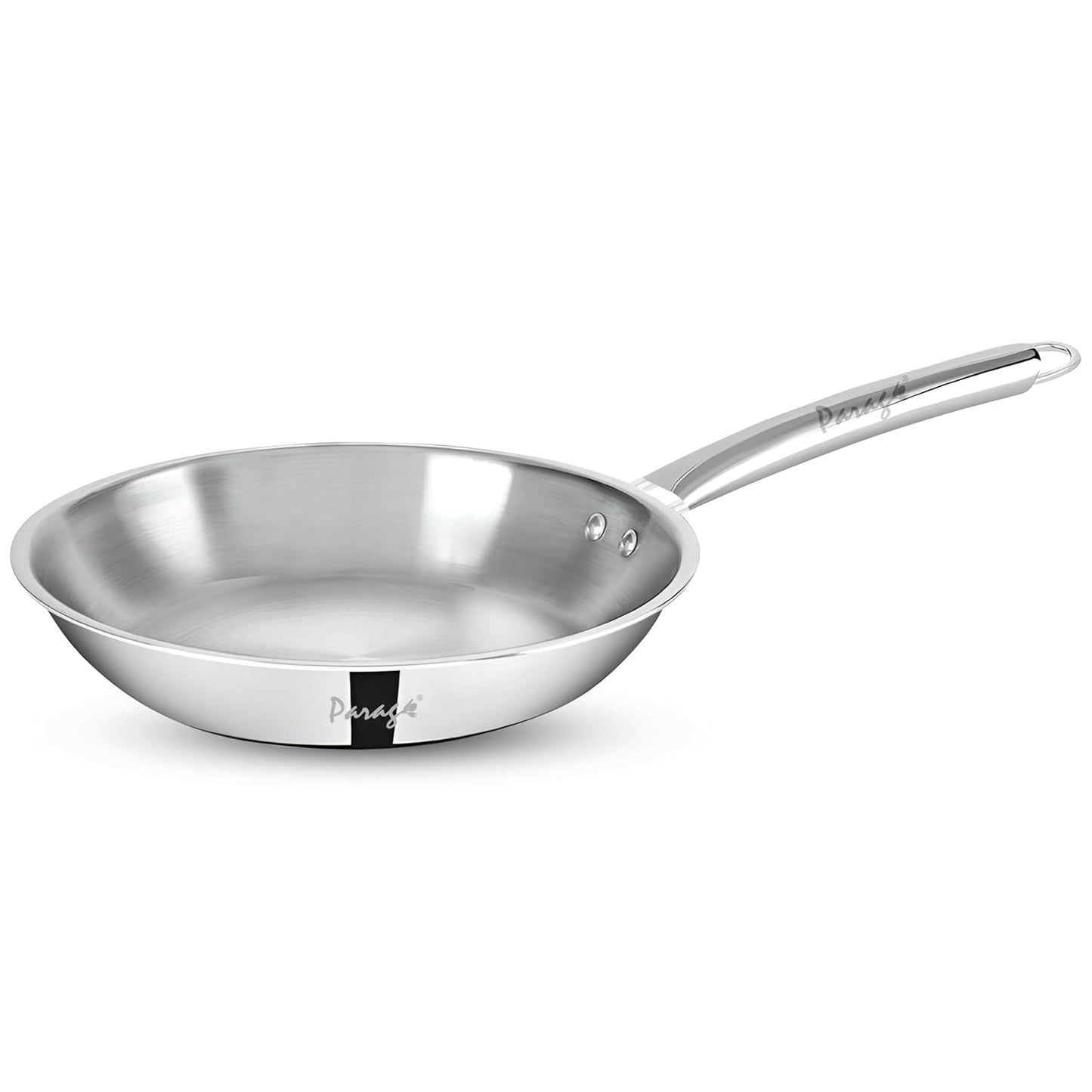 Tripure Triply Stainless Steel Fry Pan 24 cm | Heavy Bottom Pan for Frying & Tempering | Induction & Gas Compatible | Stay-Cool Handle | Scratch Resistant | 5 Years Warranty