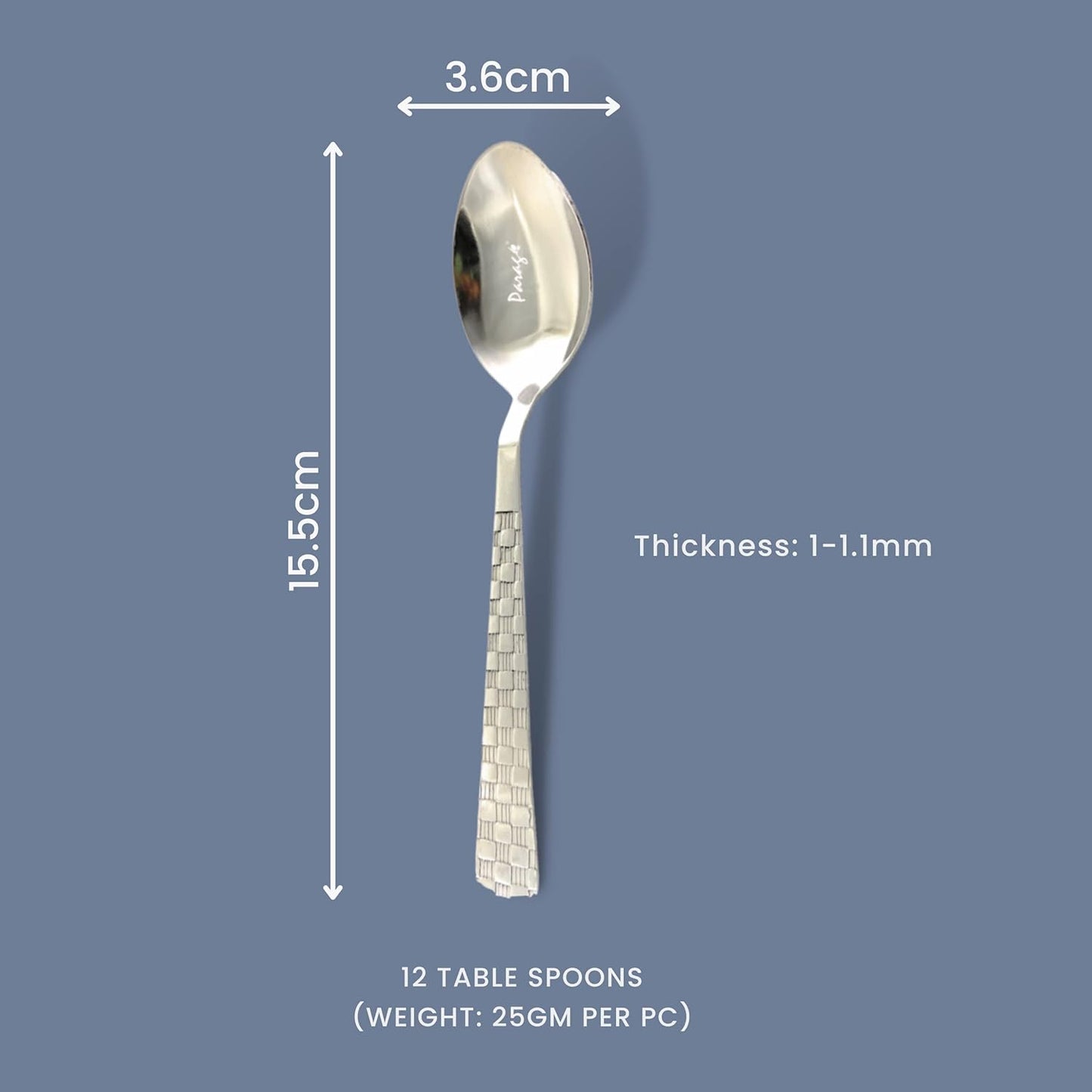 12 Pcs Stainless Steel Tea Spoon Set | 15.5 cm Dilare Small Spoons Silver