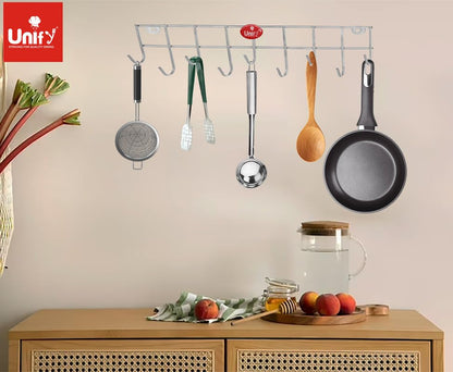 2 Pieces Stainless Steel Hook Rail for Wall & Door, Bathroom Hanger and Kitchen Tools Holder, Silver (Pack of 2)