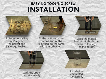 Stainless Steel 3 Tier Fruits and Vegetables Basket for Kitchen Storage, Rack Organizer for Home & Pantry, Chrome (Hexa)