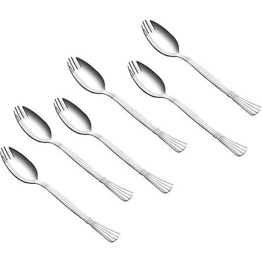 6 Pcs 3-in-1 Stainless Steel Spork Set | Spoon Fork Combo for Soup & Noodles